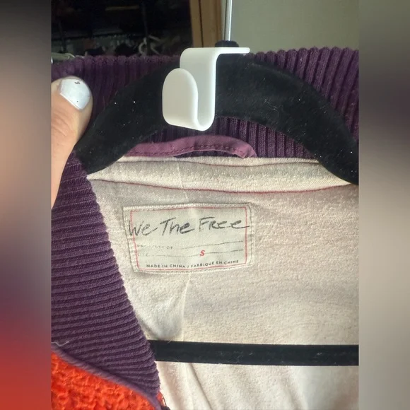 Free People Rivington fleece zip up size Small red with black purple vintage - Picture 1 of 16